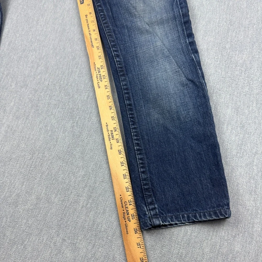 True Religion Jeans Mens 30x26 Blue Denim Skinny Flap Pocket Leather Trim Cotton